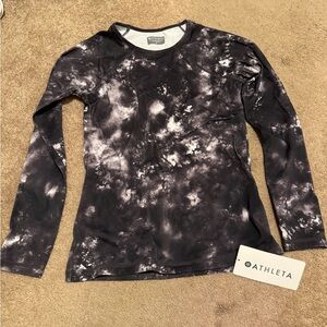 Athleta Women's Black and White Tie-Dye Rashguard